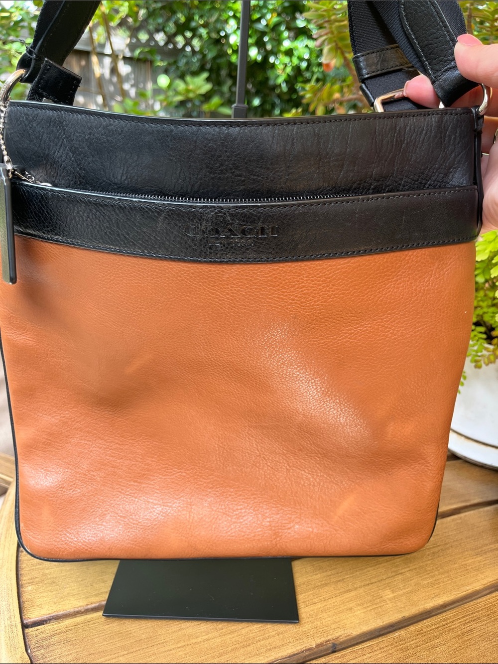 Coach Two-Tone Black and Brown Leather Shoulder Bag - Picture 2 of 16